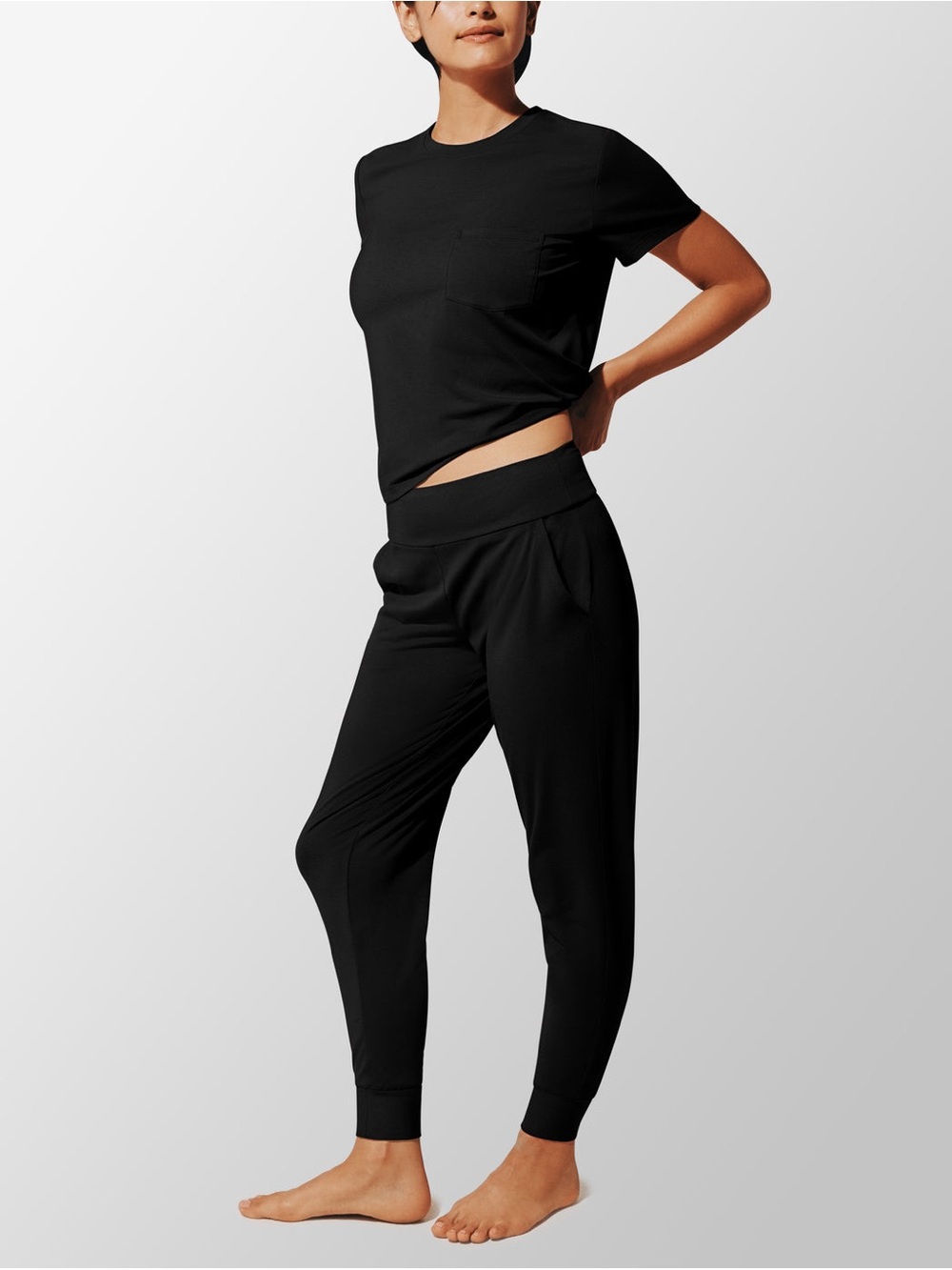 Thirdlove Wonder Knit Black pajama bottoms tapered leg size Small